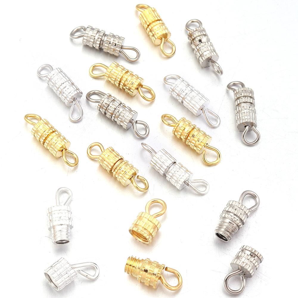 30pcs/lot Metal Cylinder Fasteners Buckle Closed Screw Clasps For Bracelet Connectors DIY Jewelry Making Connectors Accessories