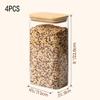 Rectangle Clear Storage Jars with Bamboo Lids For Sugar Coffee  Pantry Organizer Container for Pasta Tea Candy Nuts