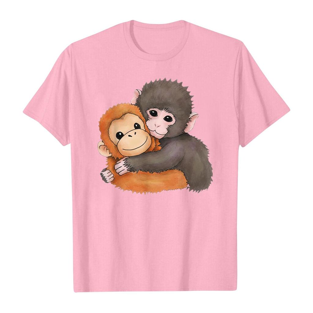 Women's And Men's Fashionable Round Neck Casual Print Short Sleeved T-shirt Top