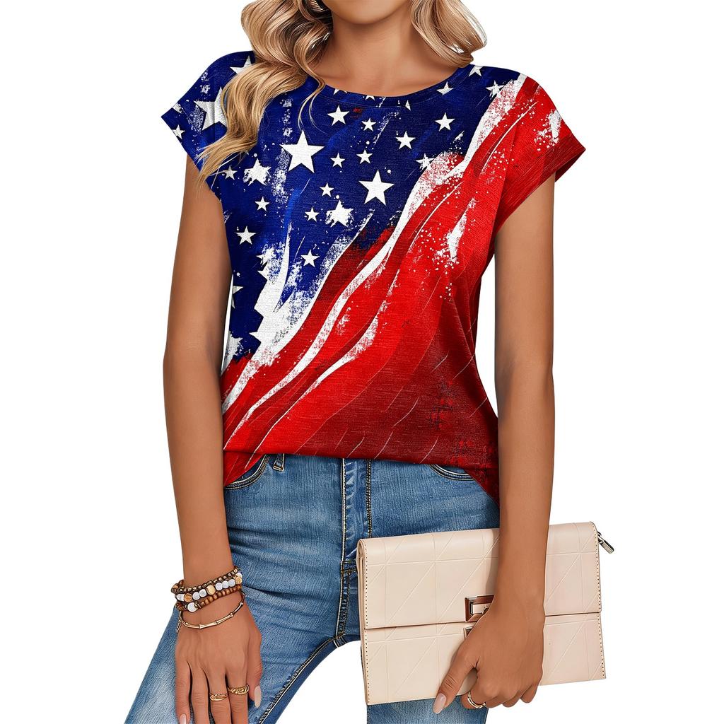 Women's Loose-Fit Fashionable Casual Retro Print T-Shirt