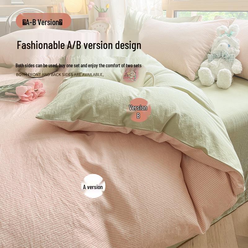 Minimalist 2025 Style Pure Cotton Bedding Set: Includes Duvet Cover, Fitted Sheet, and Pillowcases for Winter.