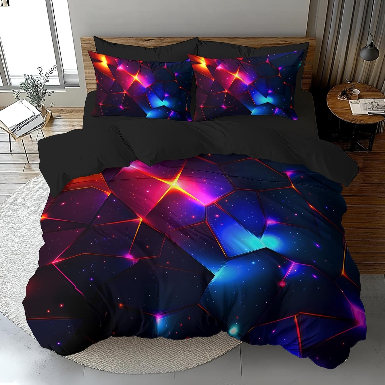 

Комплект пододеяльника из флиса с 3D тиснением «Звездное небо», Супермягкое, не мнущееся полиэстеровое постельное белье с наволочками, Роскошный гостиничный стиль AU Double(180x210cm)