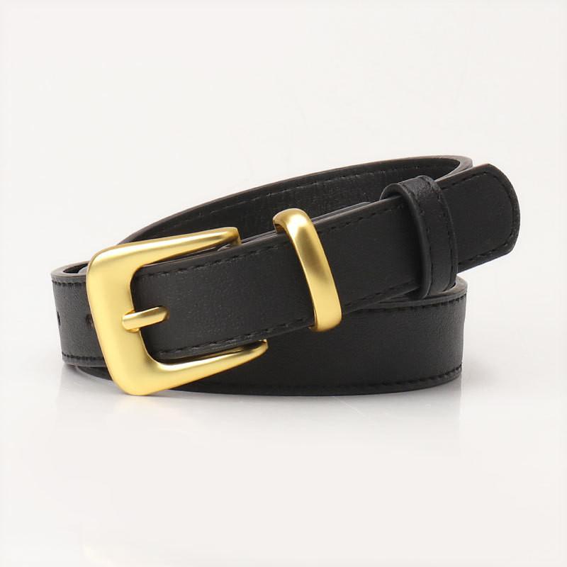 Womens Fashion Faux Leather Belt With Metal Pin Buckle High End No Pattern Waistband For Office