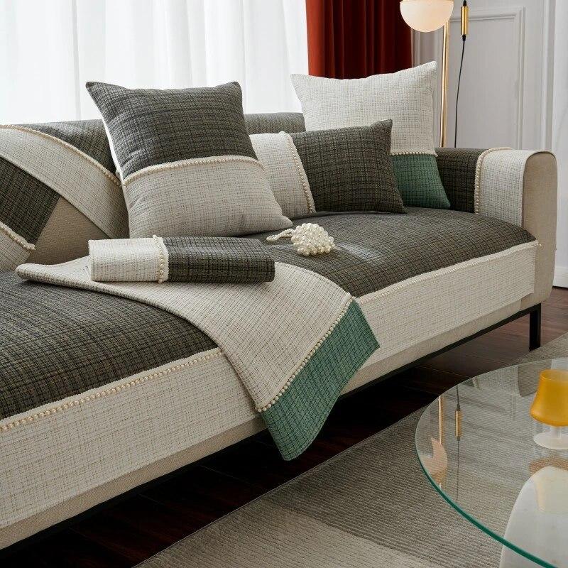 High Quality Sofa Cover Sofa Towel Cushion Solid Color Cotton Linen Fabric Couch Cover Four Seasons Available Sofa Towel