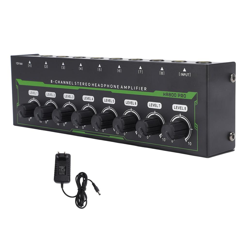 Headphone Amplifier 8 Channel Low Noise Portable Stereo Amplifier with RGB Light for Studio Family K