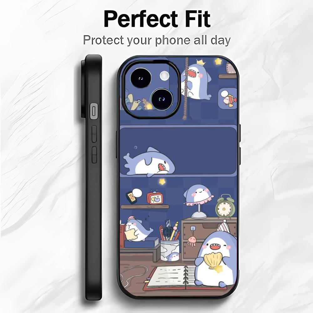 Cartoon Cute Shark Sea Art Phone Case Phone Case Soft Packaging Lightweight For iPhone17 16 15 14 13ProMax iphone12promax
