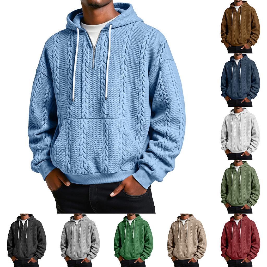 Men's Leisure Print Half Zipper Hooded Hood Hoodie