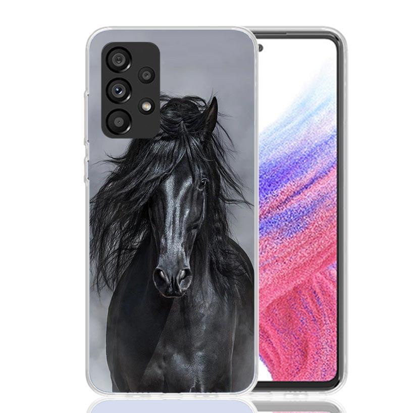 Animal Black Horse Phone Case For Samsung Galaxy A13 A14 A15 A16 A17 A53 A54 A55 A56 A33 A34 A35 A36 A23 A24 A25 A26 A05S A04S G