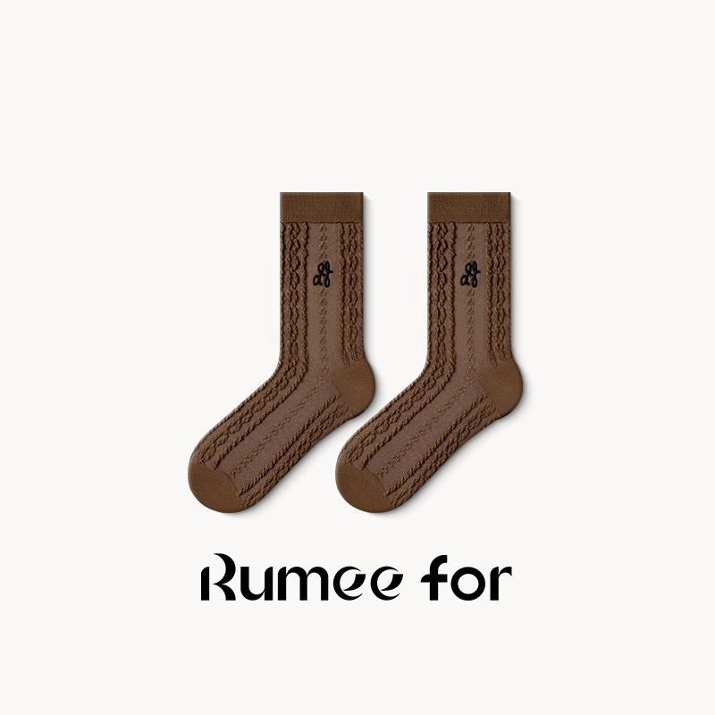 5 Pairs of Female Spring and Autumn Cotton Non Slip Tube Pile Socks