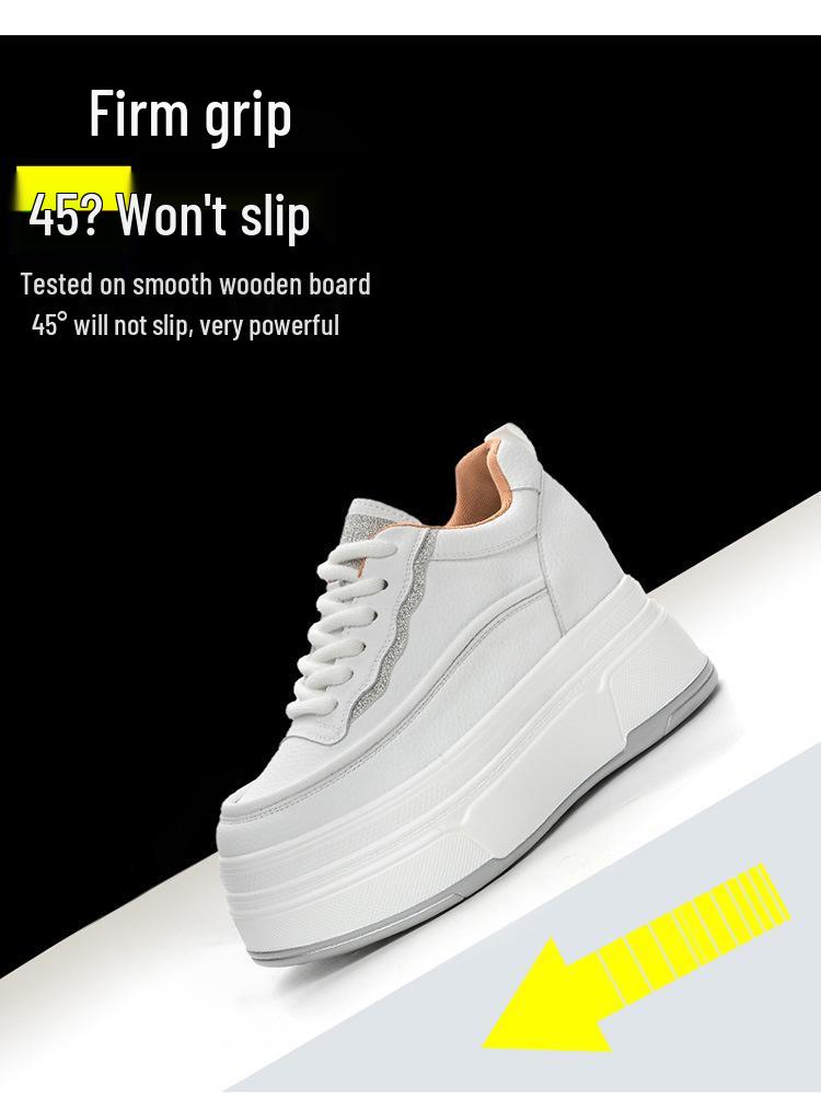 2026 Spring White Platform Wedge Shoes - Hidden Heel Casual Women's Sneakers with Thick Sole and Velvet Style