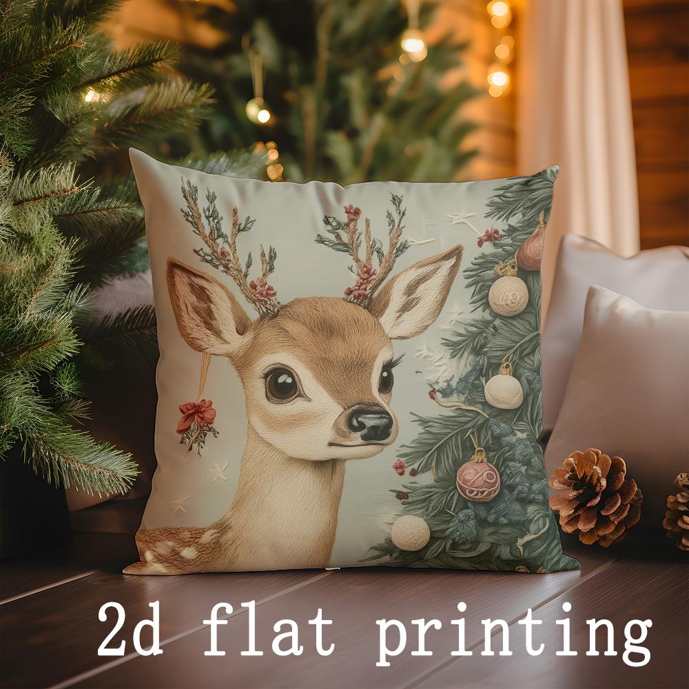 Weihnachts-Dekokissenbezüge mit lebendigen Mustern, Kissenbezug für Sofa, Schlafzimmer, Auto