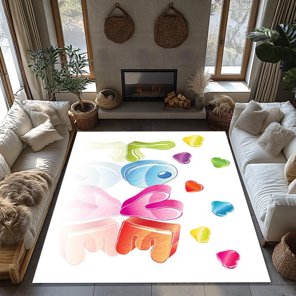 Tuniu Colorful Love Heart Carpet Mat for Living Room Bedroom Kitchen Rug Non-Slip Floor Decor