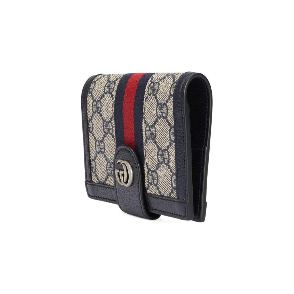 Gucci Ophidia Double G Logo Snap Closure Canvas And Leather Trim Passport Holder Men Accessories Beige Blue 732755-96IWN-4076