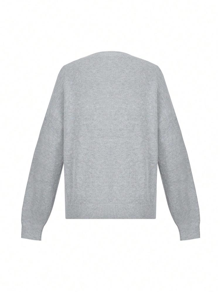 2025 Autumn/Winter Women's Casual Little Bear Sweater with Drop Shoulders and Long Sleeves.