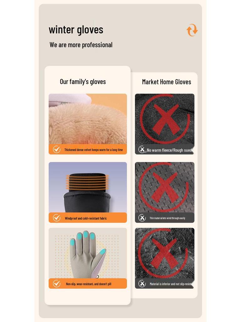 Unisex Winter Ski Gloves: Touchscreen-Compatible, Plush, Warm, Windproof, and Waterproof for Motorcycle Riding.