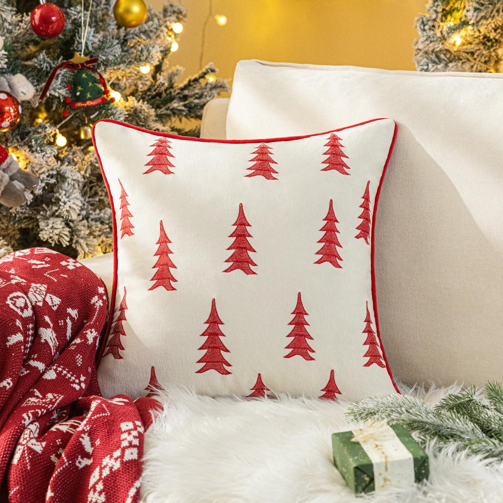 

45x45cm Christmas Tree Embroidery Throw Pillow cover Cojines Home Sofa Cushion Cover Christmas Decoration Throw Pillow Covers 45x45cm