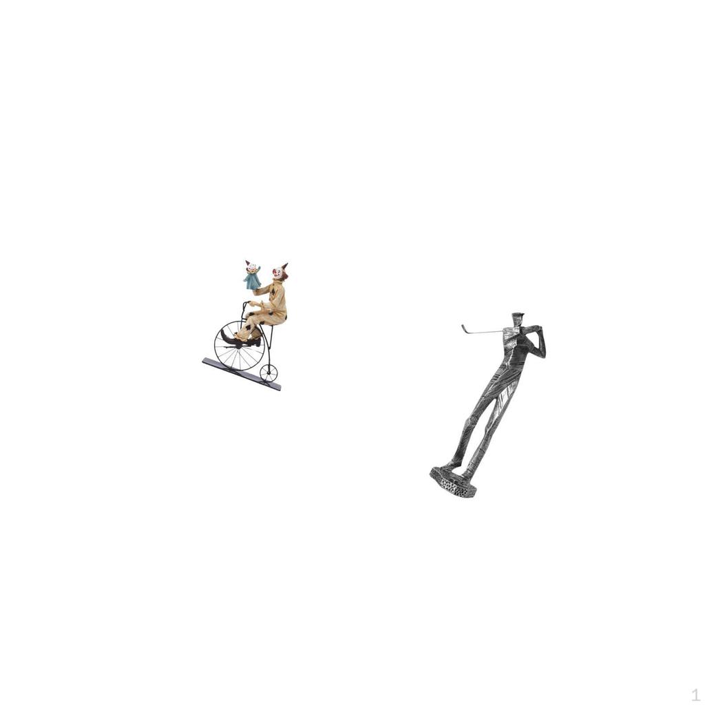 Clown Golfing Figurine Sculpture Collection Modern Resin Statue Statuette Desk Ornament for Table