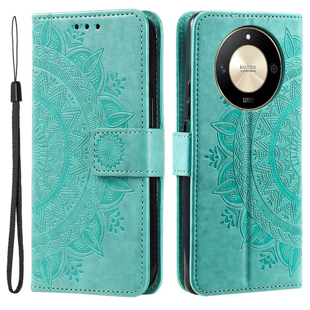 

Для Honor X9b 5G/Magic6 Lite 5G/X50 Чохол Мандала Квітка Підставка Гаманець Шкіряна Обкладинка Green