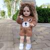 55cm Reborn Baby Doll Realistic Vinyl Girl Doll with Curly Hair Woolly Curls Cutie Knitted Outfit