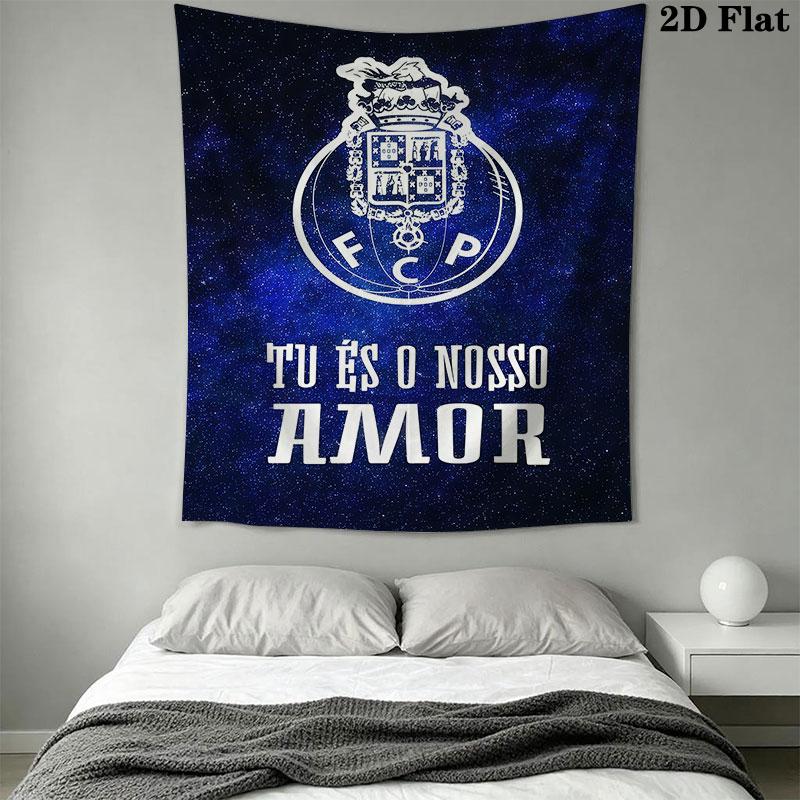 FC Porto Logo Wandbehang Bedruckte Stoffdecke Dekorative Wandteppiche für Schlafzimmer Wohnzimmer Heimdekoration