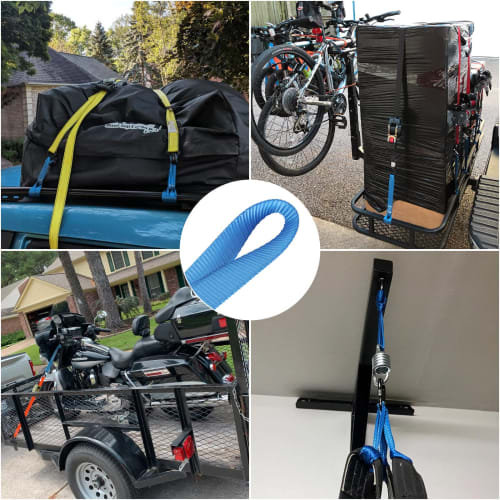 RILIHII [12-Pack] Tie-Down Straps (2.5x40cm, Blue) with Soft Loops, Can Be Used As Sub-Belts, Ring Belts, Locking Straps, Cargo Tie-Down Auxiliary Bel