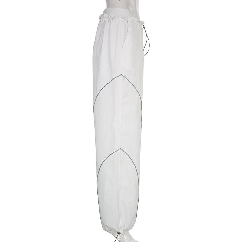 Lose High Waist Tech Baggy Jogginghose Streetwear Jogger Damen Hose mit weitem Bein Casual Basic Punk Hose