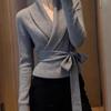 European Lace-Up Cashmere Sweater - Slimming, Versatile, Long-Sleeved Top for Autumn/Winter 2025