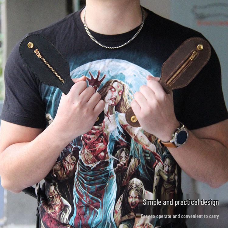 In Stock Women's Self-Defense Leather Paddle Coin Bag - Outdoor Portable Anti-Wolf Tool