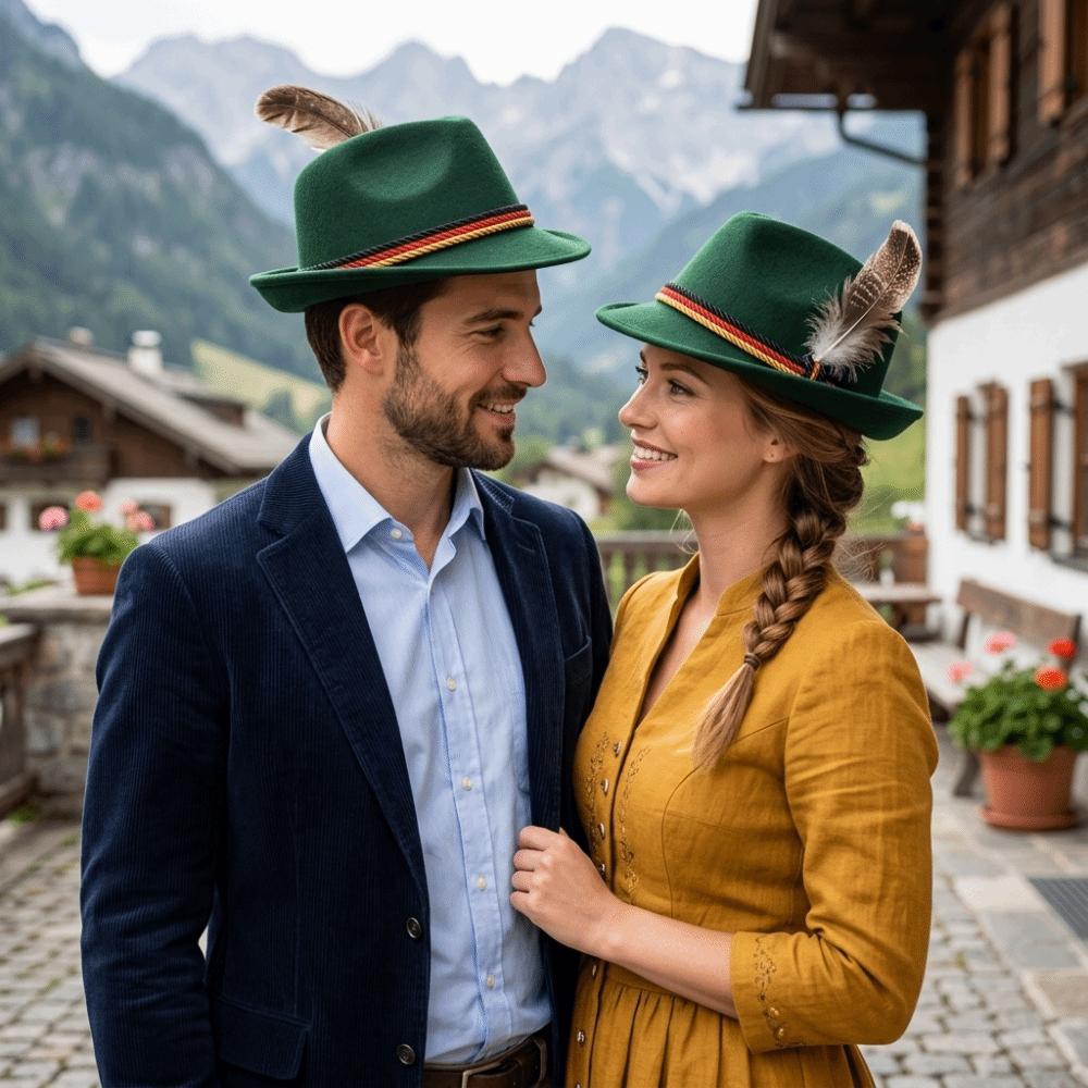 Decorative Side Cord Bavarian Feather Hat Structured Brim Jazz Cap New Costume Cap Men Women