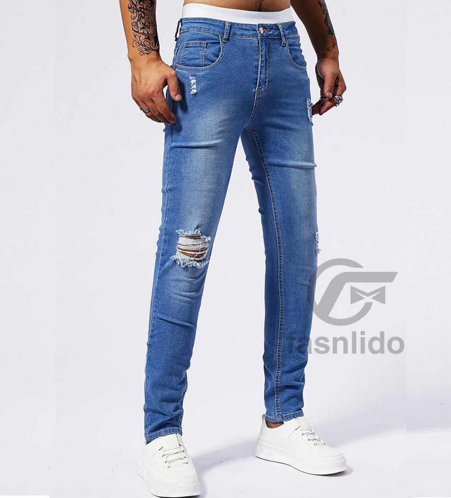 F fasnlido Distressed Skinny Denim Available in Sizes Perfect for and Fall Men's Pants, Stretch, Cotton, S-2XL, Spring, Summer, (2XL Blue)