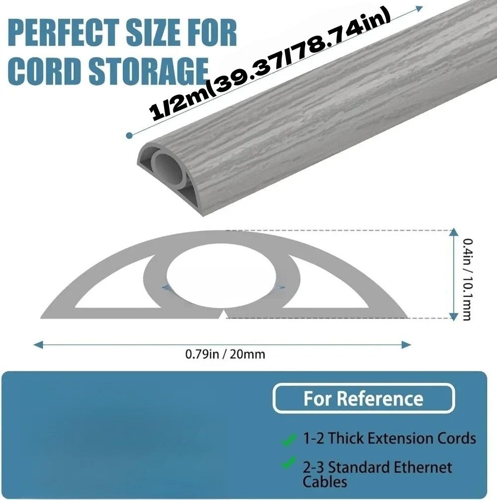 1PC 39.37/78.74in PVC flexible cable trough Self-adhesive flame retardant curved floor cable trough Installation