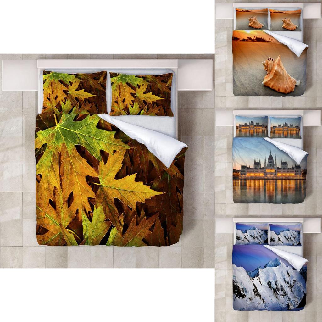 3D High Definition Digital Gedrucktes Bettwäscheset Polyestermaterial Moderner Stil 3-teiliges Spannbettlaken-Set