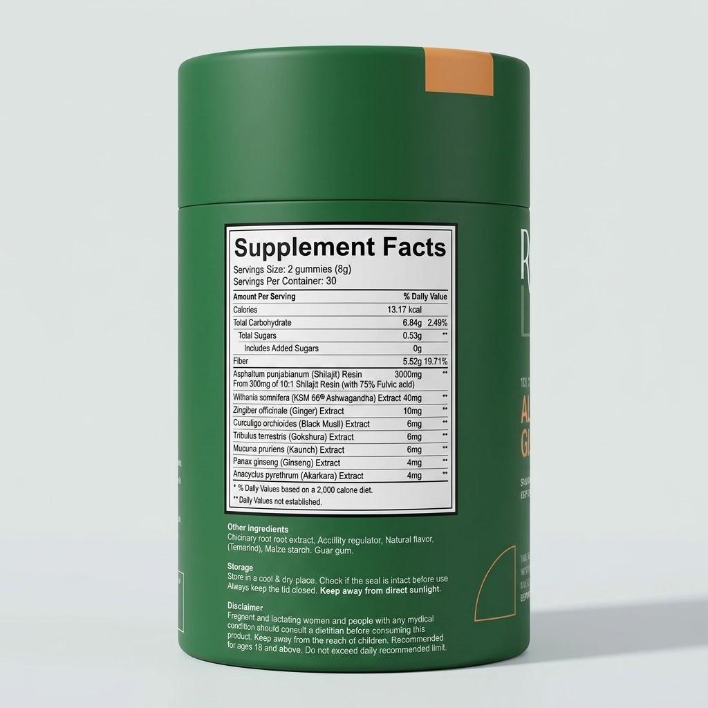 ROOT LABS 10-in-1 Shilajit Gummies 4000mg with Tongkat Ali & Maca - 60 Gummies