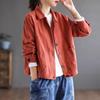 Autumn New Style Pure Cotton Women's Artistic Loose Lapel Top Long-sleeved Short Jacket