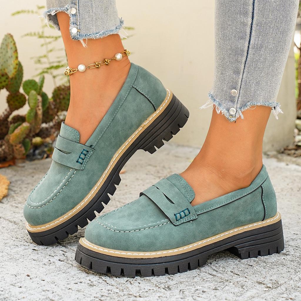 Übergrößen Schuhe für Damen Herbst Elegant Runde Spitze Zum Hineinschlüpfen Plateau Bequem Rutschfest Flach Zapatos De Mujer 36-43 Damenschuhe