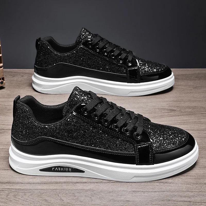 Heren Sneakers Nieuwe Luxe Mode Skateboardschoenen Glitter Casual Schoenen Heren Platform Gevulkaniseerde Schoenen Grote Maat Tenis