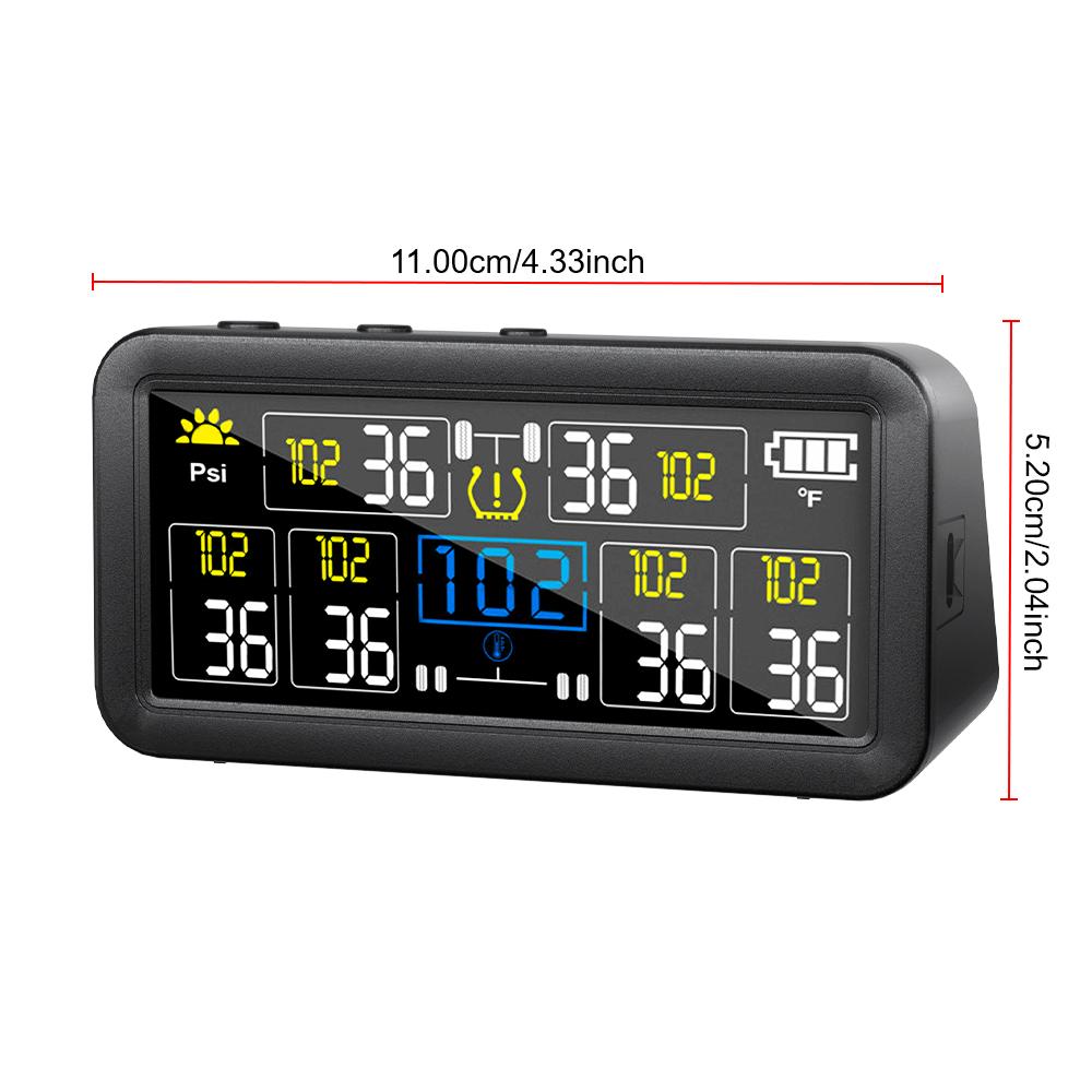 Wasserdichte Reifendruck-Temperaturwarnung 0~9.9Bar LKW Wohnmobil Solar TPMS 4/6 Externe Sensoren Auto Reifendruckalarm Digitales LCD-Display