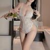 Sexy Underwear Women's Lace Transparent Onesie Open-file Free Fun Plus Chest Pads, Perspective Wear with Chest Pads