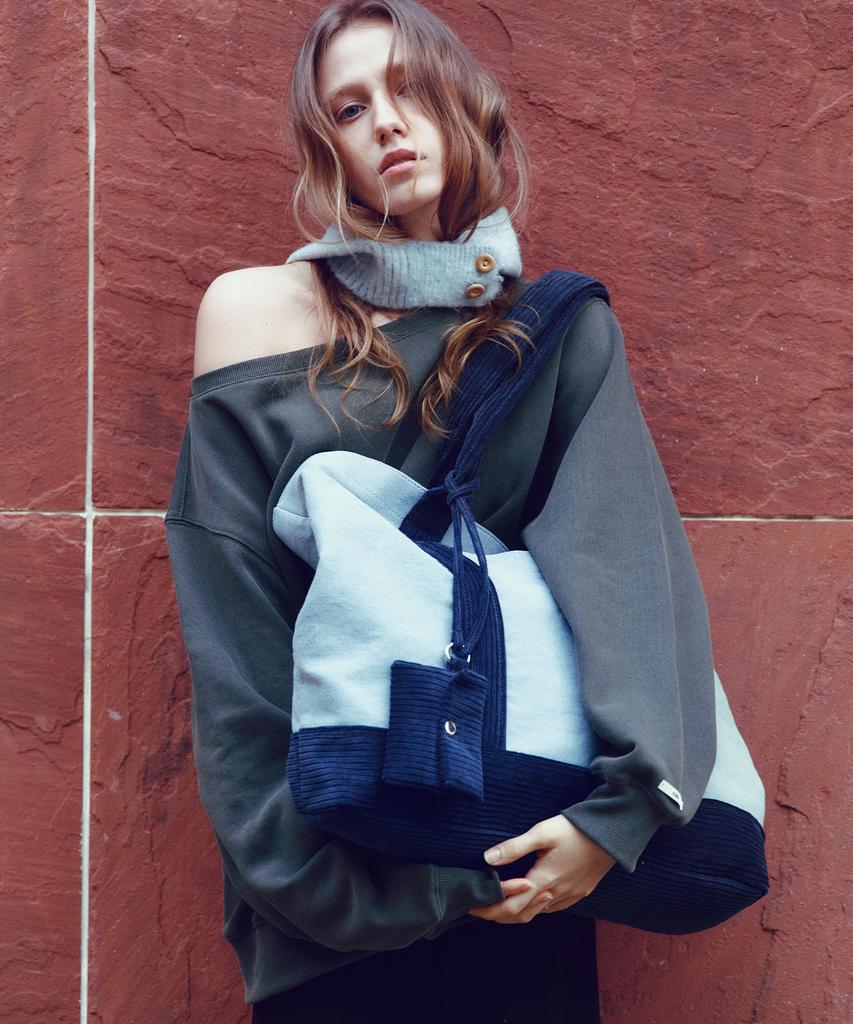 Citta Corduroy Canvas Big Shopper Bag_Cta938(Blue)