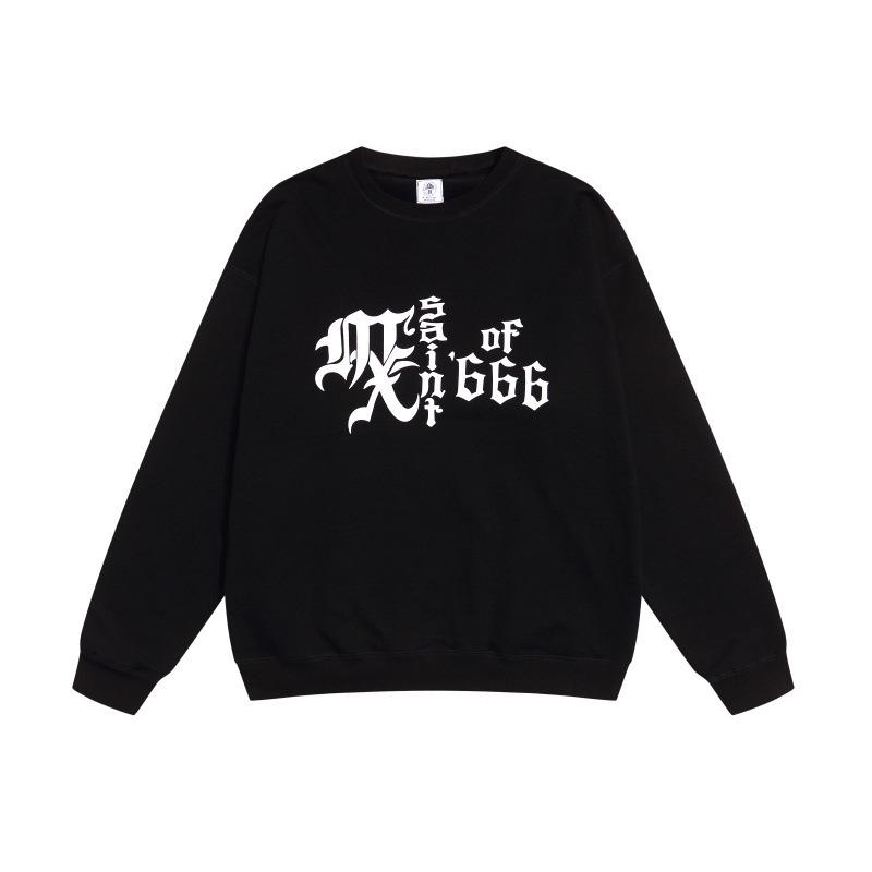SAINT Retro Distressed Fleece Pullover Sweatshirt