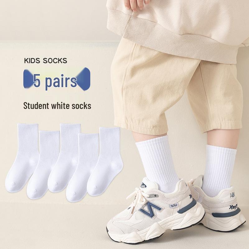 Boys' and Girls' Mid-Calf Cotton Socks - Autumn/Winter Deodorant Trendy Letter Design for Children