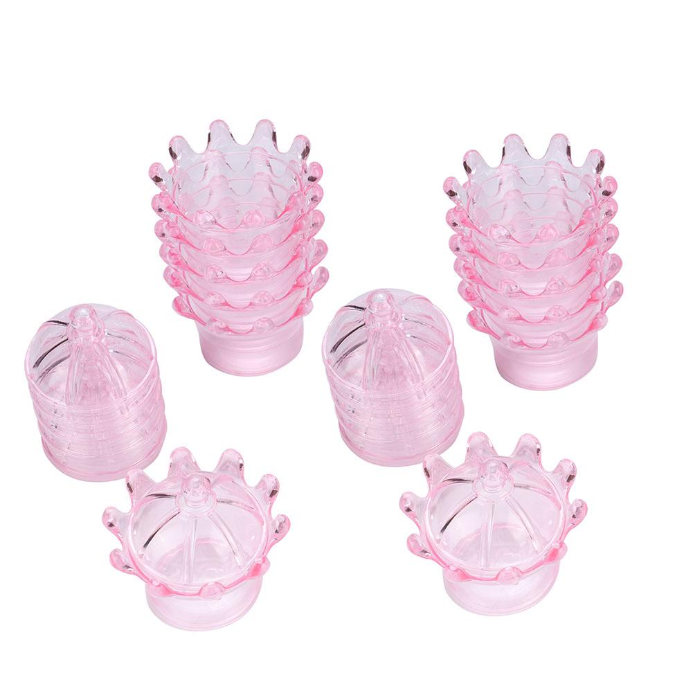 12Pcs Gift Bags Transparent Crown Plastic Box For Party Gift Chocolate Boxs;Pink: