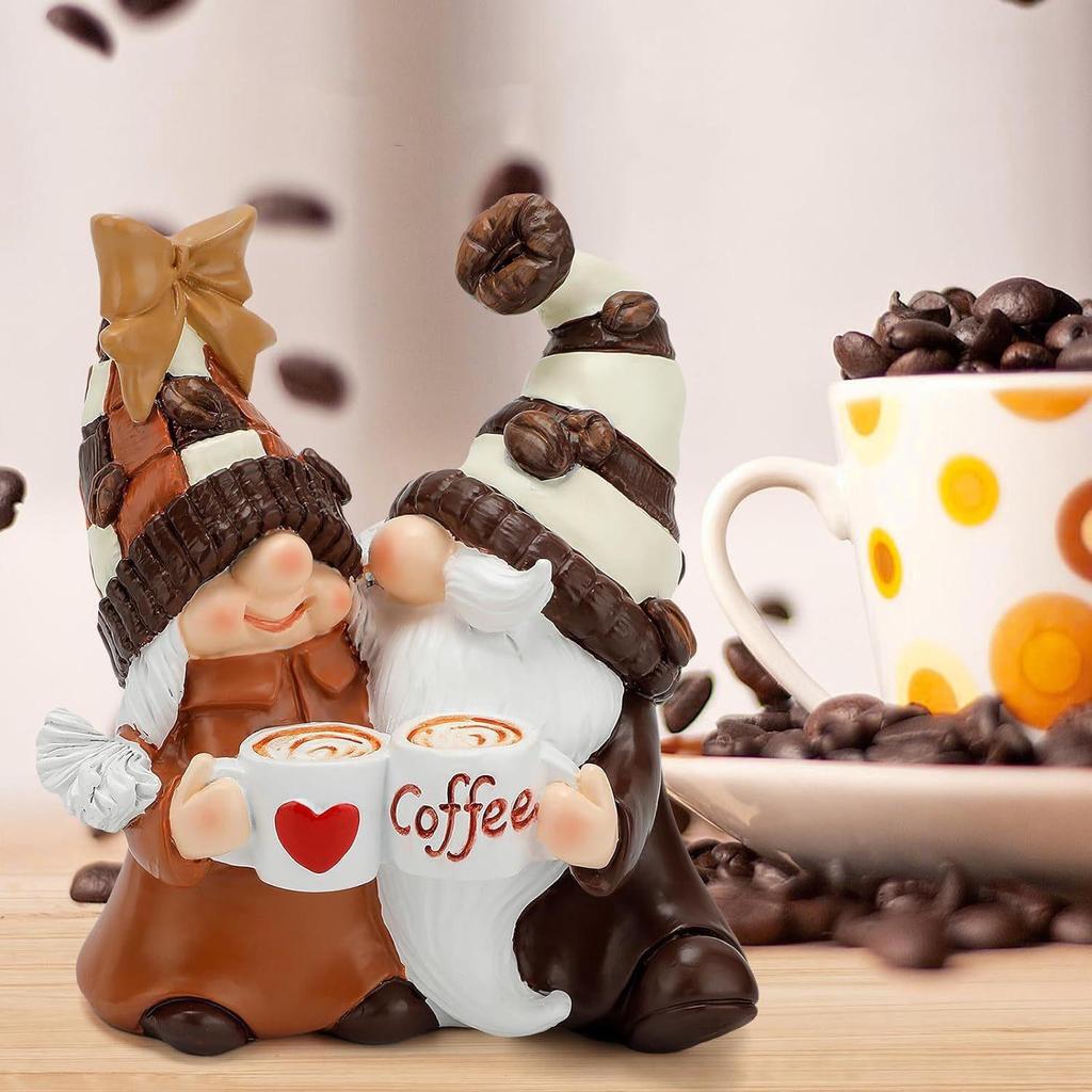 Valentine's Day Coffee Couple Gnome Figurine - Creative Resin Home Decor Gift