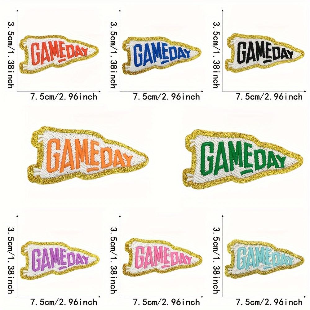 8pcs "game Day" Embroidery Patches, Mixed Colors Iron-on/sew-on Appliques, Suitable for DIY Clothing, Hats, Backpacks and Canvas Decoration Patches