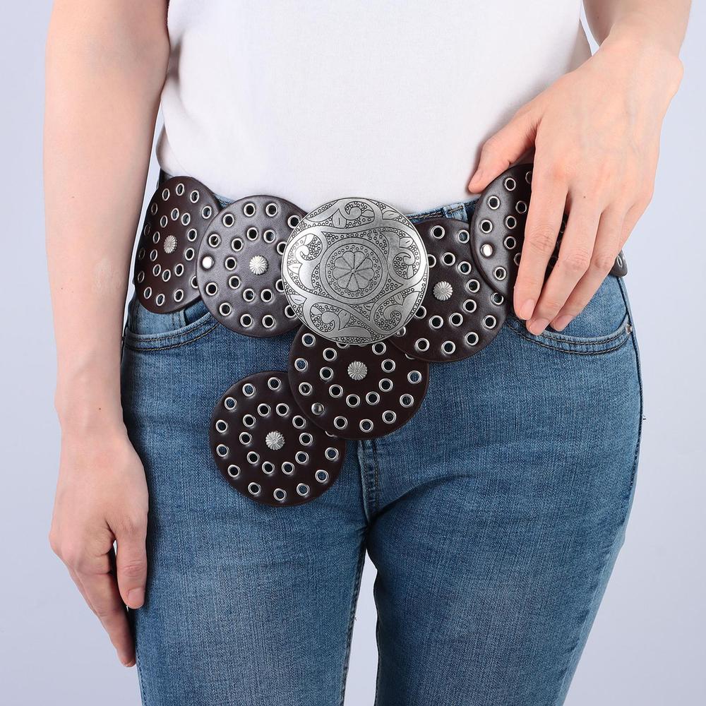 Western Style Hollow Belt Exaggerated Cowboy Wide Disc Belt Disc Belt  for Women