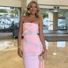 Spring New Women's Clothing Pure Desire Sexy Temperament Twisted Backless Side Slit Tube Top Solid Color Dress