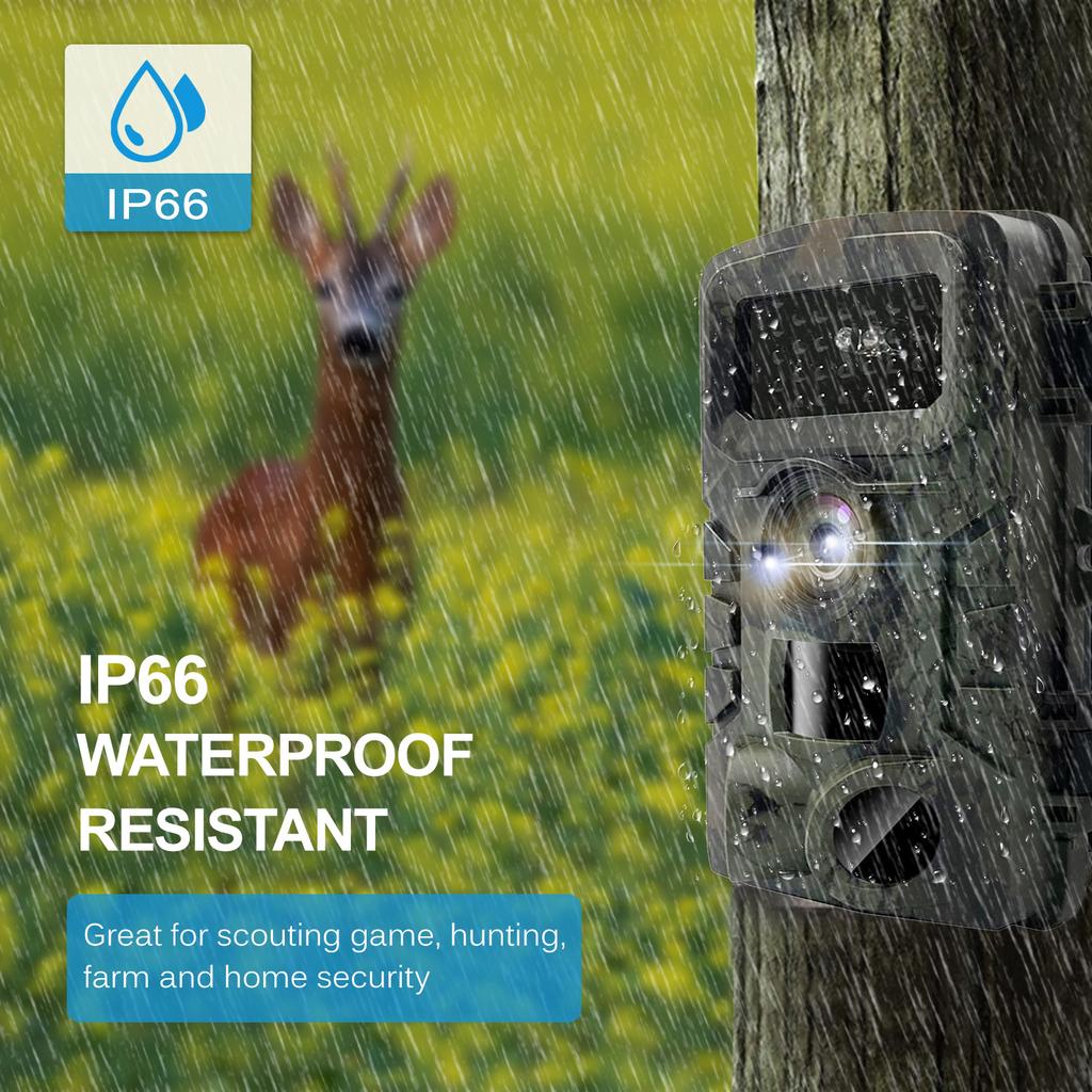 Wildkamera Wasserdicht 20MP 1080P Jagdkamera mit 3 Infrarotsensoren Nachtsicht Bewegungsaktiviert Wildbeobachtung