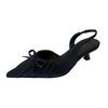 Women Pointed Toe Stiletto Heels Bow Pleated Open Back Sandals Chic Designer High Heel Shoes for Women