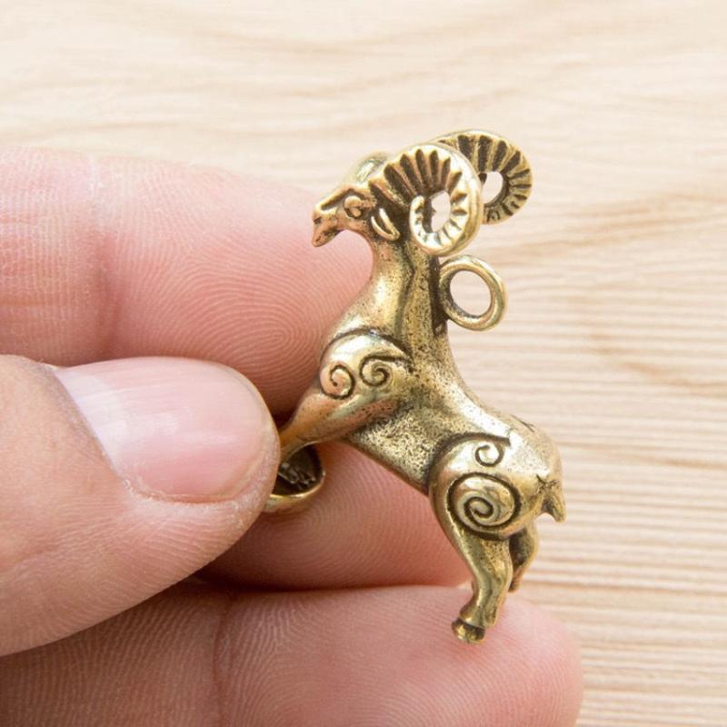 2027 Year Of Chinese Zodiac Goat Lucky Pendant Keychain Copper Feng Shui Wealth Key Ring Women Men Bag Charm Jewelry Gift