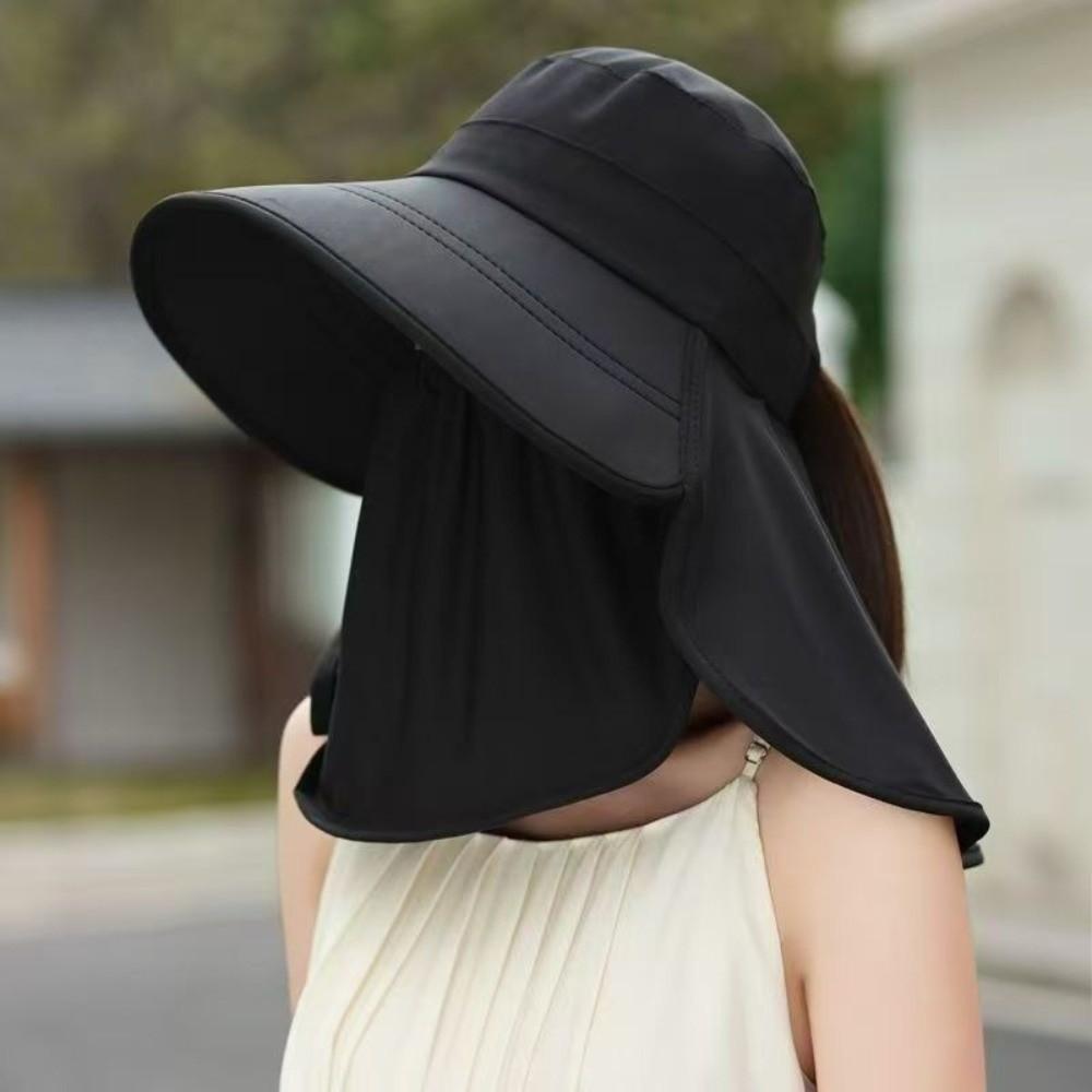 New Wide Brim Foldable Shawl Hat Anti UV Adjustable Integrated Face Mask Fisherman Hat Sun Hat Large Brim Tea Picking Hat Summer